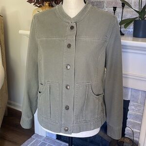 J Jill Sage Green Utility 3 Pocket Jacket  Minimalist Casual Size Small